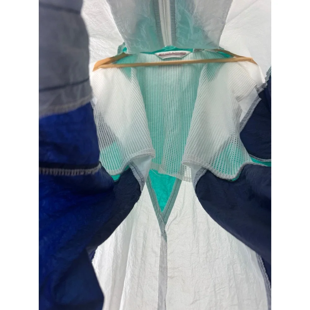 90s Sportime Actionwear Mens 2XLXT Windbreaker Teal White Navy Colorblock Jacket